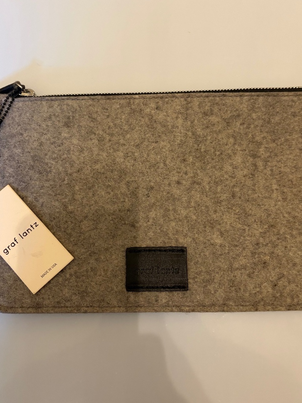 Graf & Lantz NWT Felted Wool Pouch Gray Nordic Minimalist Scandinavian Neutral